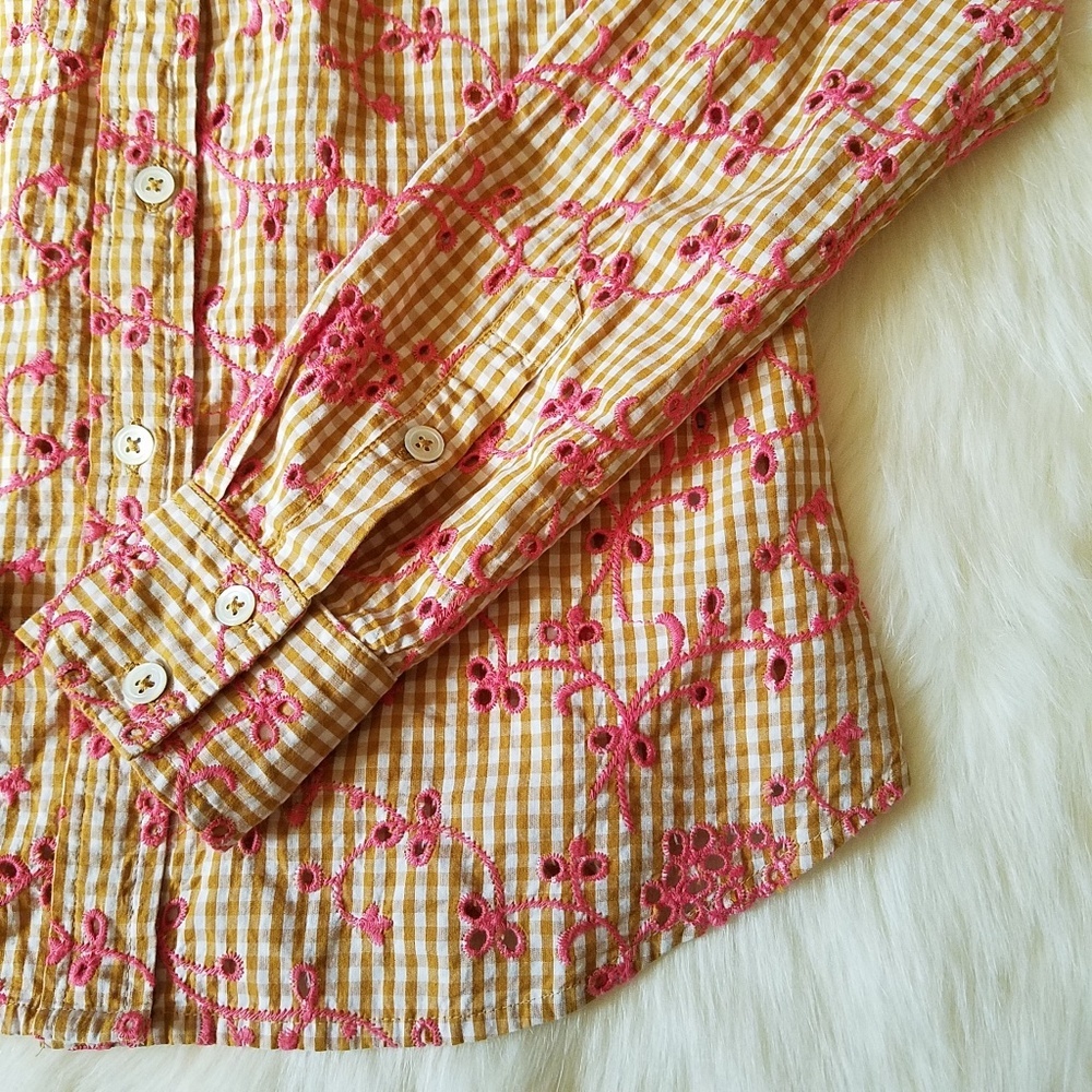 Anthropologie Odille Gingham Eyelet Button-Down 2 - Picture 4 of 8